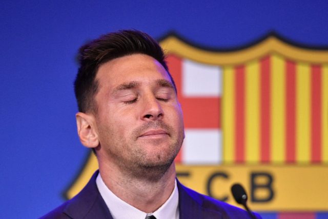 Tears: Lionel Messi says goodbye to Barcelona on Sunday