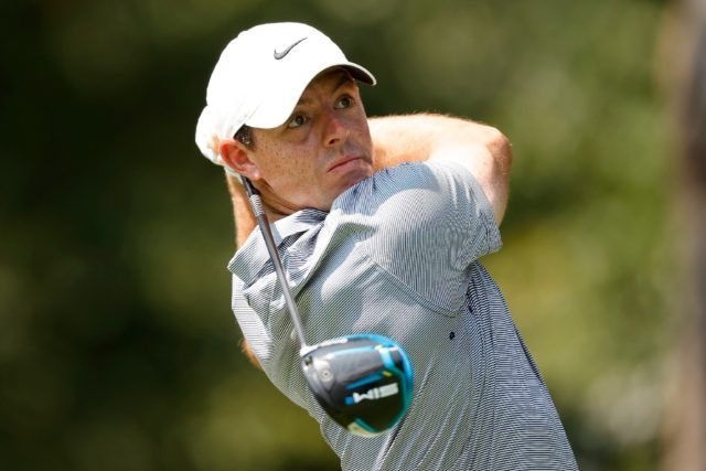 Co-leader: Northern Ireland's Rory McIlroy on the way to an eight-under par 64 and a share