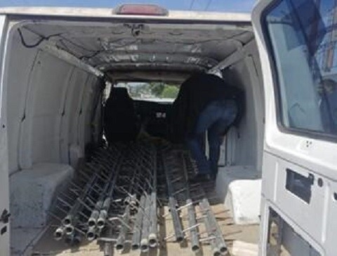 Mexican authorities seized a van will multiple makeshift ladders used for illegal border crossings. (Photo: U.S. Border Patrol)