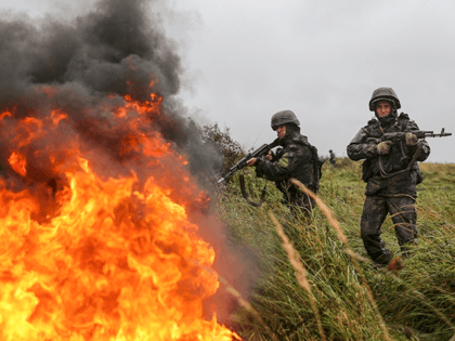 This photo provided Tuesday, Sept. 19, by Russian Defense Ministry official web site shows Russian troops during a military exercise at a training ground near Kaliningrad, Russia, Monday, Sept. 18, 2017. The Zapad (West) 2017 maneuvers have caused concern among some NATO members neighboring Russia, who have criticized a lack …