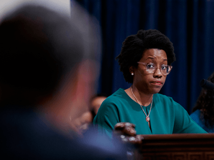 House Homeland Security Committee member Rep. Lauren Underwood, D-Ill., looks to Acting Secretary of Homeland Security Kevin McAleenan as he testifies on Capitol Hill in Washington, Wednesday, May 22, 2019, during the House Homeland Security Committee on budget. (AP Photo/Carolyn Kaster)