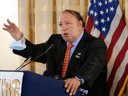 Businessman John Catsimatidis, the Gristedes grocery chain mogul, speaks at a news conference at the Women's Republican Club, Wednesday, Sept. 16, 2020, in New York. Catsimatidis, a Republican, is mulling a run for the New York City mayor's race in 2021. (AP Photo/Kathy Willens)
