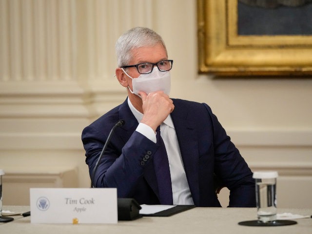 Apple CEO Tim Cook is masked up