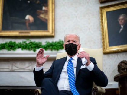 WASHINGTON, DC - SEPTEMBER 21: U.S. President Joe Biden during a meeting with British Prime Minister Boris Johnson in the Oval Office of the White House on September 21, 2021 in Washington, DC. Johnson made a 24-hour visit to Washington to meet with the president, vice president and congressional leaders, …