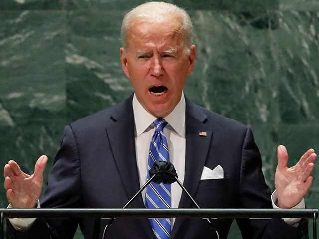 US President Joe Biden addresses the 76th Session of the UN General Assembly on September 21, 2021 in New York. - (Photo by EDUARDO MUNOZ / POOL / AFP) (Photo by EDUARDO MUNOZ/POOL/AFP via Getty Images)