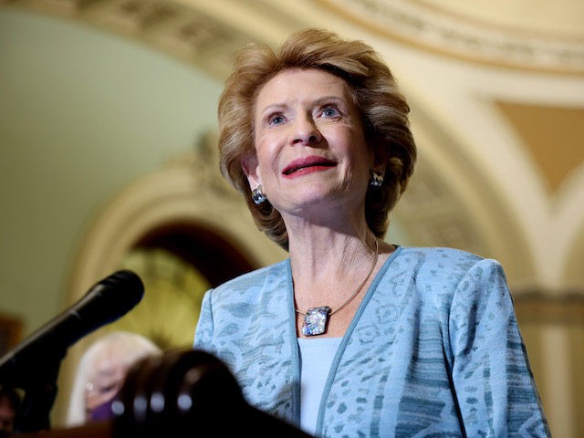 Sen. Debbie Stabenow (D-MI) speaks at a news conference with Senate Democrat Leadership at the Capitol Building on August 03, 2021 in Washington, DC. (Anna Moneymaker/Getty Images)