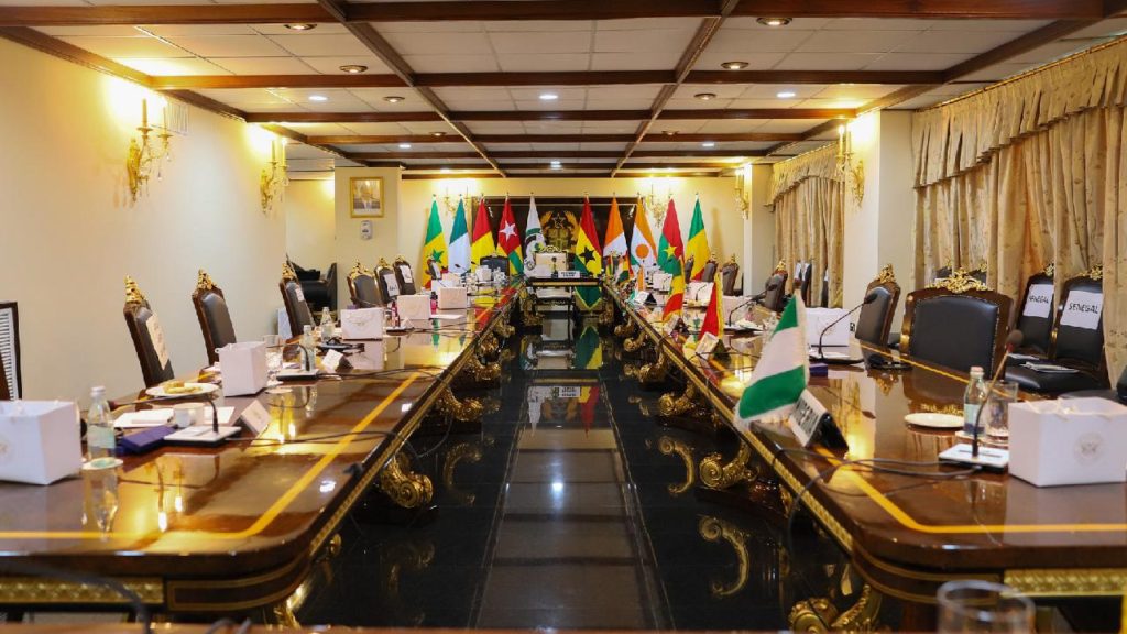 A general view of the Economic Community of West African States (ECOWAS) meeting room at the presidential lodge in Accra, Ghana on September 15, 2020, as part of several efforts to resolve the political crisis in Mali. (Photo by Nipah Dennis / AFP) (Photo by NIPAH DENNIS/AFP via Getty Images)