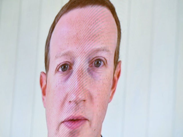 Facebook's Mark Zuckerberg askew on a TV