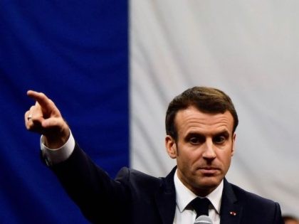 French President Emmanuel Macron gestures during a meeeting as part of the "Great National Debate" on March 7, 2019, in Greoux-les-Bains, southeastern France. (Christophe Simon/AFP via Getty Images)