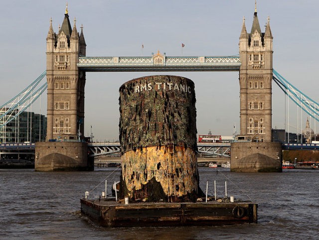 LONDON, ENGLAND - NOVEMBER 03: A replica of the upper section of the fourth funnel of the