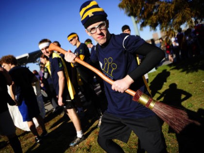 Competitors take part in a match of Quidditch, Harry Potter's magical and fictional game,