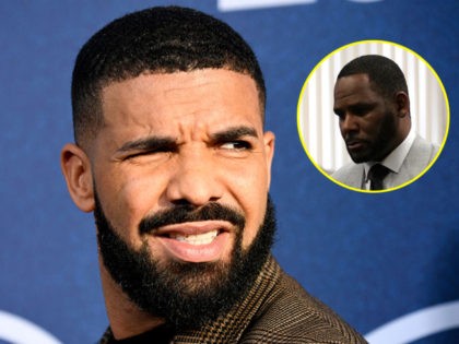 (INSET: R. Kelly) LOS ANGELES, CALIFORNIA - JUNE 04: Drake attends the LA Premiere Of HBO's "Euphoria" at The Cinerama Dome on June 04, 2019 in Los Angeles, California. (Photo by Frazer Harrison/Getty Images)