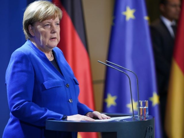 BERLIN, GERMANY - MARCH 17: German Chancellor Angela Merkel speaks to the media following