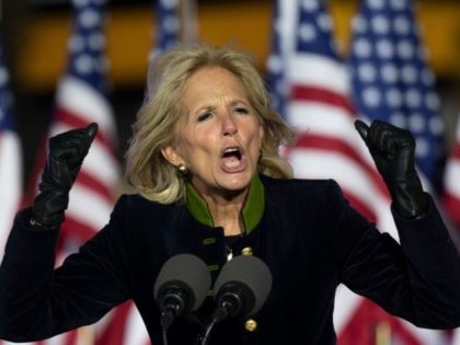 Jill Biden speaks prior to Democratic presidential candidate Joe Biden speaking during a Drive-In Rally at Heinz Field in Pittsburgh, Pennsylvania, on November 2, 2020. (Photo by JIM WATSON / AFP) (Photo by JIM WATSON/AFP via Getty Images)