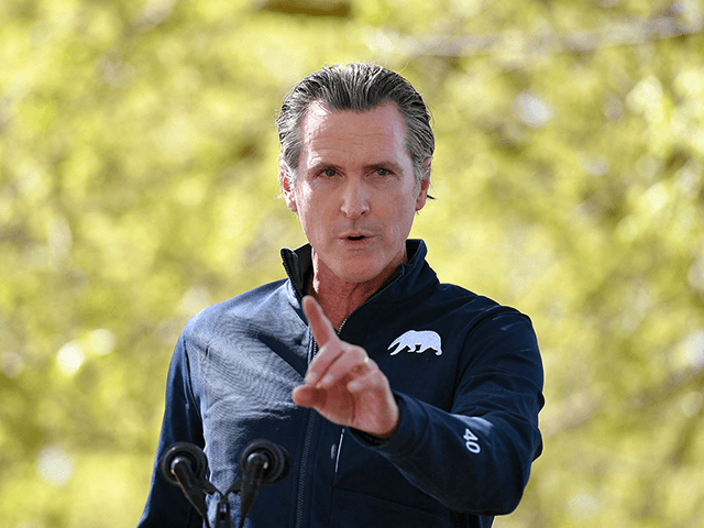 California Governor Gavin Newsom speaks during a visit by US First Lady Jill Biden at The Forty Acres, the first headquarters of the United Farm Workers labor union, in Delano, California on March 31, 2021. (Photo by MANDEL NGAN / POOL / AFP) (Photo by MANDEL NGAN/POOL/AFP via Getty Images)