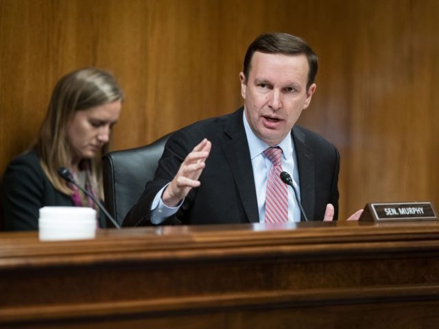 WASHINGTON, DC - JUNE 09: Senator Chris Murphy (D-CT) speaks during a Senate Appropriations Subcommittee hearing on June 9, 2021 at the U.S. Capitol in Washington, D.C. The committee is hearing testimony about the Fiscal Year 2022 budget request for the Department of Health and Human Services. (Photo by Al …