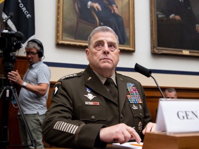 General Mark Milley, Chairman of the Joint Chiefs of Staff, testifies on the department's fiscal year 2022 budget request during a House Armed Services Committee hearing on Capitol Hill in Washington, DC, on June 23, 2021. (Photo by SAUL LOEB / AFP) (Photo by SAUL LOEB/AFP via Getty Images)