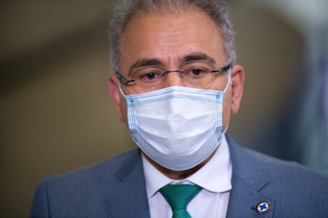 BRASILIA, BRAZIL - JUNE 29: Health Minister, Marcelo Queiroga, looks on after an event t