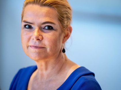 Former Danish Immigration Minister Inger Stojberg is pictured on September 2, 2021 at Eigtveds Warehouse in Copenhagen, where she faces an impeachment trial over her policy of separating asylum seeking couples who arrived in the country. - Denmark OUT (Photo by Mads Claus Rasmussen / Ritzau Scanpix / AFP) / …