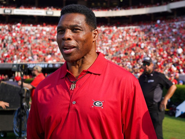 ATHENS, GA - SEPTEMBER 11: Former running back Herschel Walker for the Georgia Bulldogs on the sidelines against the UAB Blazers in the first half at Sanford Stadium on September 11, 2021 in Athens, Georgia. (Photo by Brett Davis/Getty Images)