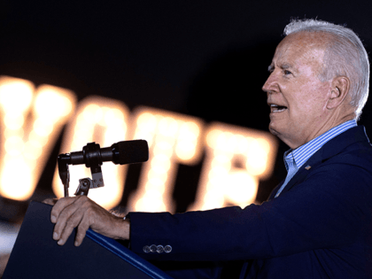 US President Joe Biden speaks during a campaign event for California Governor Gavin Newsom at Long Beach City Collag in Long Beach, California on September 13, 2021. - US President Joe Biden kicked off a visit to scorched western states Monday to hammer home his case on climate change and …