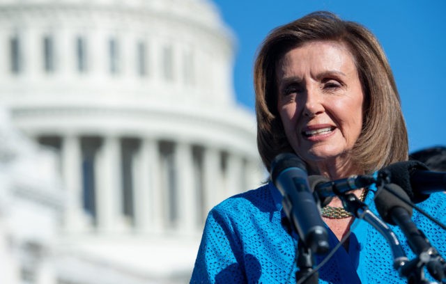 US Speaker of the House Nancy Pelosi, Democrat of California, speaks at a news conference