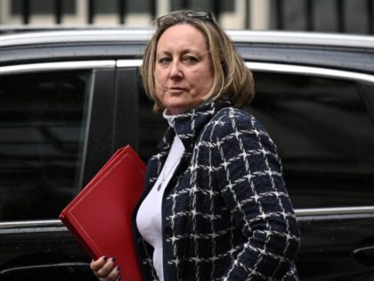 Britain's International Trade Secretary Anne-Marie Trevelyan reacts as she arrives by car at 10 Downing Street in central London on September 28, 2021. - Britain on Monday put the army on standby to help with the ongoing fuel crisis as fears over tanker driver shortages led to panic buying, leaving …