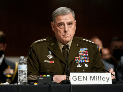 Chairman of the Joint Chiefs of Staff Gen. Mark Milley attends a Senate Armed Services Committee hearing on the conclusion of military operations in Afghanistan and plans for future counterterrorism operations in the Dirksen Senate Office Building on Capitol Hill in Washington, DC on September 28, 2021. (Photo by Patrick …