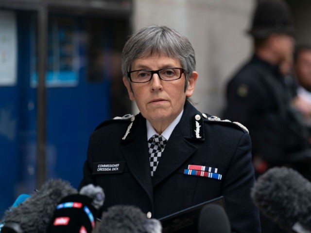 LONDON, ENGLAND - SEPTEMBER 29: Metropolitan Police Commissioner Dame Cressida Dick reads