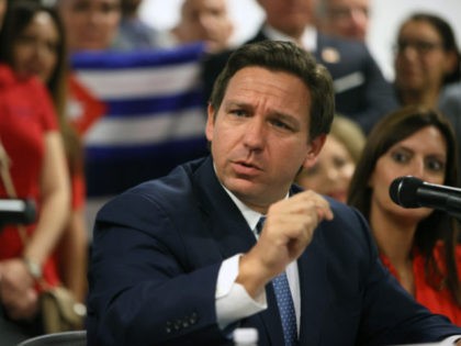 MIAMI, FLORIDA - JULY 13: Florida Gov. Ron DeSantis takes part in a roundtable discussion