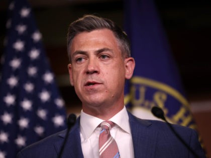 WASHINGTON, DC - JULY 21: Rep. Jim Banks (R-IN) speaks at a news conference on House Speak