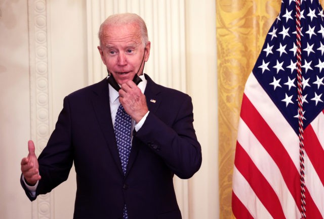 WASHINGTON, DC - SEPTEMBER 08: U.S. President Joe Biden waits to speak on workers rights a