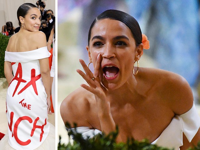 Alexandria Ocasio-Cortez Wears Tax the Rich Dress