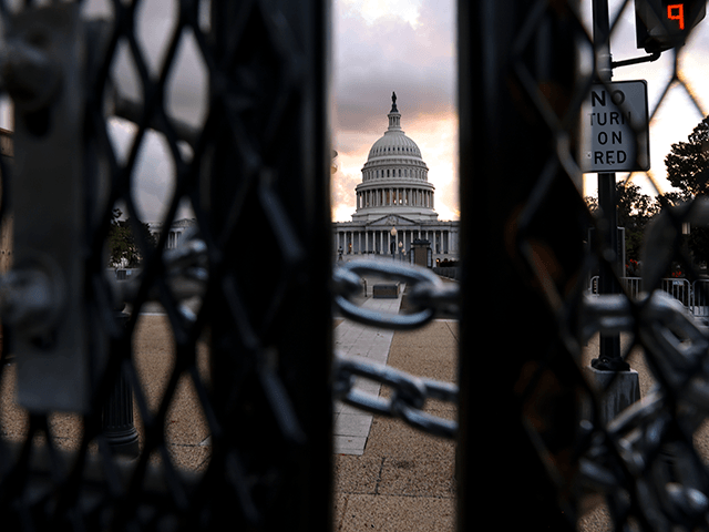WASHINGTON, DC - SEPTEMBER 17: The U.S. Capitol is seen behind security fencing on September 17, 2021 in Washington, DC. Security in Washington, DC has been increased in preparation for the Justice for J6 Rally, a rally happening this weekend in Washington for support for those who rioted at the U.S. Capitol on January 6 to protest the 2020 presidential election outcome. (Photo by Tasos Katopodis/Getty Images)
