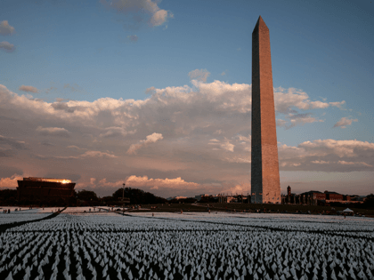 People visit the 'In America: Remember' public art installation near the Washington Monume
