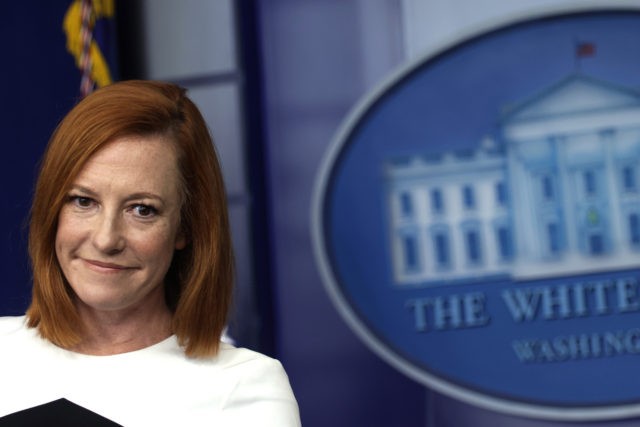 WASHINGTON, DC - SEPTEMBER 22: White House Press Secretary Jen Psaki speaks during a daily press briefing at the James S. Brady Press Briefing Room of the White House September 22, 2021 in Washington, DC. Psaki held a daily briefing to answer questions from members of the White House press …