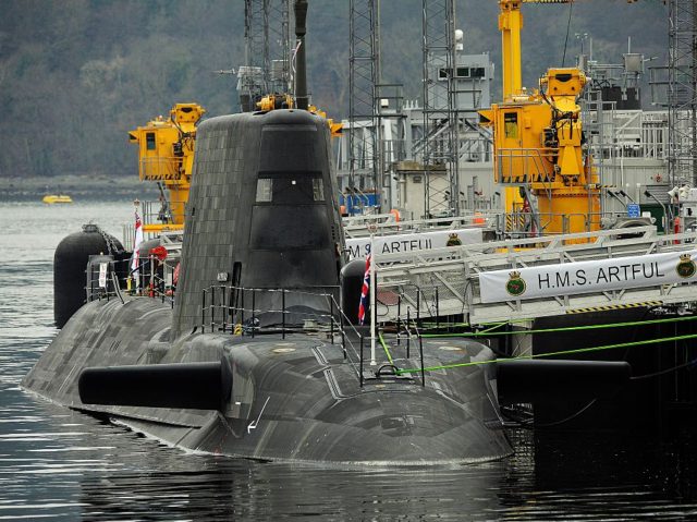 Astute-class submarine HMS Artful is pictured after officially becoming a commissioned war