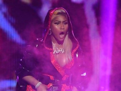 US-Trinidadian rapper Nicki Minaj performs onstage during the BET Awards at Microsoft Theatre in Los Angeles, California, on June 24, 2018. (Photo by Valerie MACON / AFP) (Photo credit should read VALERIE MACON/AFP via Getty Images)