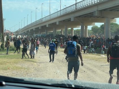 Thousand of migrants are detained under the Del Rio International Bridge. (Staff Photo: Congressman Tony Gonzales)