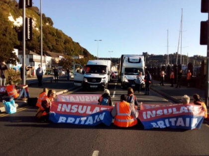 Insulate Britain, an offshoot of Extinction Rebellion, protesting in the Port of Dover, Ke