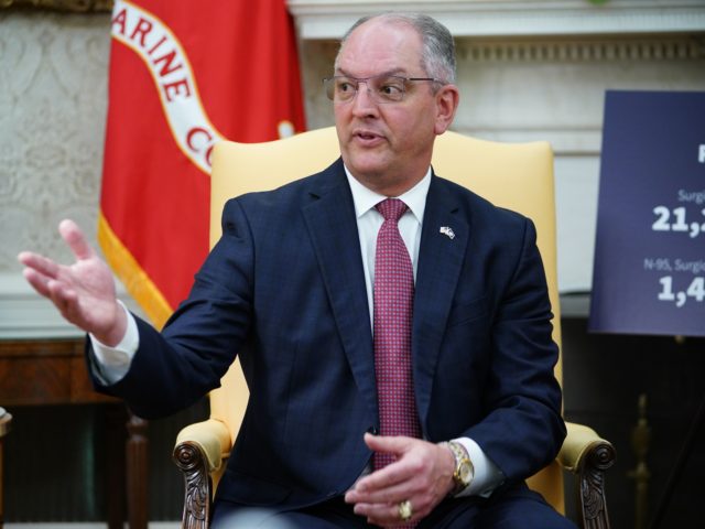 Louisiana Governor John Bel Edwards(D-LA) speaks as he meets with US President Donald Trum