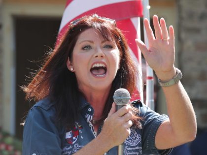 Rebecca Kleefisch a likely candidate for governor, speaks during the 52nd Chicken Burn, the unofficial start of the 2022 GOP campaign season as top contenders for governor and Senate appear at a backyard event on West Potter Road in Wauwatosa on Sunday, Aug. 29, 2021. - Photo by Mike De …