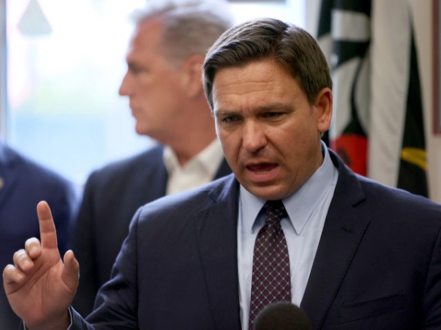 Florida Gov. Ron DeSantis speaks during a press conference held at the Assault Brigade 2506 Honorary Museum on August 05, 2021 in Hialeah, Florida. The governor and other politicians addressed the media on their desire to see America push for democracy and freedom in Cuba and throughout Latin America. (Photo …