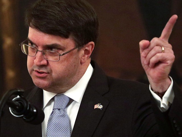 WASHINGTON, DC - JUNE 17: U.S. Veterans Affairs Secretary Robert Wilkie speaks during an E