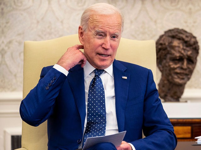 WASHINGTON, DC - APRIL 15: U.S. President Joe Biden meets with members of the Congressional Asian Pacific American Caucus Executive Committee in the Oval Office at the White House on April 15, 2021 in Washington, DC. Biden, Harris and members of the caucus discussed the recent spike in anti-Asian violence, …