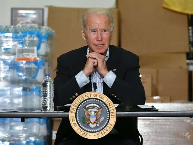 US President Joe Biden takes part in a briefing with local leaders in the aftermath of Hurricane Ida at the Somerset County Emergency Management Training Center in Hillsborough Township, New Jersey on September 7, 2021. - President Joe Biden headed Tuesday to storm-ravaged New York and New Jersey, just days …