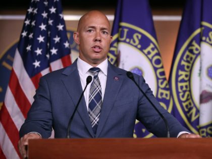 WASHINGTON, DC - AUGUST 24: Rep. Brian Mast (R-FL) (L) speaks during a news conference with House Minority Leader Kevin McCarthy (R-CA) following a classified intelligence briefing by the Secretary of Defense and other Biden officials about the situation in Afghanistan at the U.S. Capitol on August 24, 2021 in …