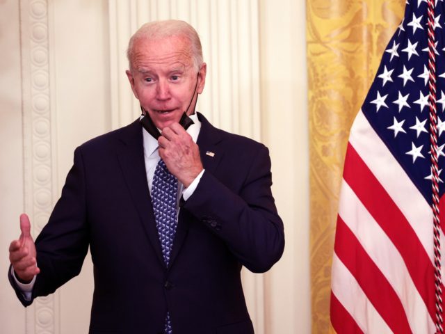 WASHINGTON, DC - SEPTEMBER 08: U.S. President Joe Biden waits to speak on workers rights and labor unions in the East Room at the White House on September 08, 2021 in Washington, DC. Biden spoke on the need to protect workers rights and the middle class. (Photo by Kevin Dietsch/Getty …