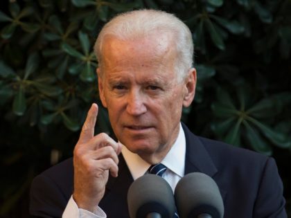 US Vice President Joe Biden gestures as he speaks at Ledra palace in the UN-patrolled Buffer Zone in Nicosia on May 22, 2014. Biden met Cyprus leaders Thursday to spur talks on ending the island's 40-year division and seek support for threatened sanctions against Russia despite the economic cost. AFP …
