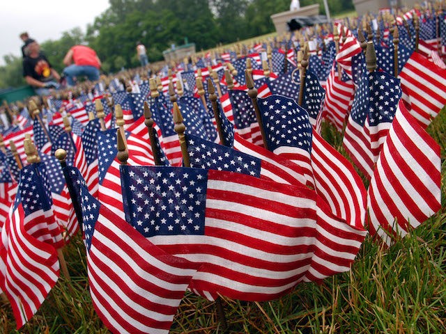 FAIRLESS HILLS, PA - JUNE 13: American flags are placed in the ground as part of the Donal